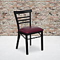 Flash Furniture 3-Slat Ladder Back Metal/Vinyl Restaurant Chair, Burgundy/Black