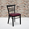 Flash Furniture 3-Slat Ladder Back Metal/Vinyl Restaurant Chair, Burgundy/Black 1 thumbnail image