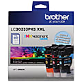 Brother® LC3033 INKvestment Tank Super-High-Yield Cyan, Magenta, Yellow Ink Tanks, Pack Of 3, LC30333PKS