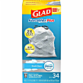 Glad ForceFlexPlus Tall Kitchen Drawstring Trash Bags - Fresh Clean with Febreze Freshness - 13 gal Capacity - 24.02" Width x 24.88" Length - 0.82 mil (21 Micron) Thickness - Gray - 6/Carton - 34 Per Box - Kitchen 1 thumbnail image