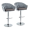 LumiSource Braided Matisse Adjustable Bar Stools, Blue/Gray/Chrome, Set Of 2 Stools 1 thumbnail image