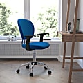 Flash Furniture Mesh Mid-Back Padded Swivel Task Chair With Arms, Turquoise/Chrome