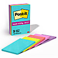 Post-it Super Sticky Notes, 4 in x 6 in, 5 Pads, 90 Sheets/Pad, 2x the Sticking Power, Supernova Neons Collection, Lined