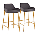 LumiSource Daniella Counter Stools, Gold/Charcoal, Set Of 2 Stools