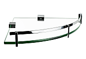 Mount-It! MI-824A Corner Glass Shelf With Chrome Rail, 4" x 9-13/16"