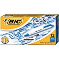 BIC Clic Stic Retractable Ballpoint Pens, Medium Point, 1.0 mm, White Barrel, Blue Ink, Pack Of 12