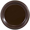 JAM Paper Round Plastic Party Plates, Small, 7", Chocolate Brown, 20/pack  1 thumbnail image
