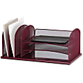 Safco Onyx 3 Tray/3 Upright Section Desk Organizer - 8.3" Height x 19.5" Width x 11.5" Depth - Desktop - Wine - Steel - 1 Each