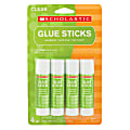 Scholastic Glue Sticks, 0.32 Oz., Clear, Pack Of 4