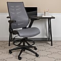 Flash Furniture High Back Mesh Spine-Back Ergonomic Drafting Chair with Adjustable Foot Ring and Adjustable Flip-Up Arms, Dark Gray 1 thumbnail image