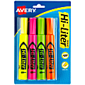Avery® Hi-Liter® SmearSafe® Highlighters, Chisel Tip, Desk-Style, Assorted, Pack Of 4 1 thumbnail image