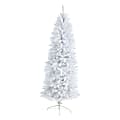 Nearly Natural Fir 72”H Slim Artificial Christmas Tree With Bendable Branches, 72”H x 29”W x 29”D, White
