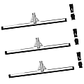 Gritt Commercial Double Neoprene Foam Floor Squeegee With Metal Frame And 2 Threaded Adapters, 30” x 3”, Black/Silver, Pack Of 3 Squeegees 1 thumbnail image