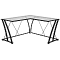 Flash Furniture 80"W Glass L-Shaped Computer Desk, Black/Clear 1 thumbnail image