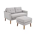 Lifestyle Solutions Serta Iona Loveseat And Ottoman Set, 34-1/3”H x 56-1/8”W x 30-1/2”D, Light Gray