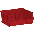 Partners Brand Plastic Stack & Hang Bin Storage Boxes, Small Size, 5" x 11" x 10 7/8", Red, Case Of 6