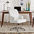 Serta® Leighton Home Bonded Leather Mid-Back Office Chair, White/Chrome