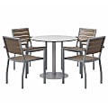 KFI Studios Eveleen 5-Piece Outdoor Patio Set, 45-5/8”H x 30”W x 30”D, Silver/Mocha Chairs, Gray/Silver Table 1 thumbnail image