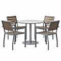 KFI Studios Eveleen 5-Piece Outdoor Patio Set, 45-5/8”H x 30”W x 30”D, White Table, Black Chairs