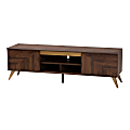 Baxton Studio Graceland Mid-Century Modern Transitional Finished Wood 2-Door TV Stand, 18-1/2"H x 61-1/8"W x 15-3/4"D, Walnut Brown