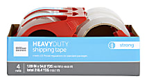 Office Depot® Brand Heavy Duty Shipping Packing Tape With Dispenser, 1.89" x 54.6 Yd, Crystal Clear, Pack Of 4 Rolls