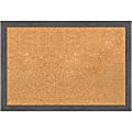 Amanti Art Non-Magnetic Cork Bulletin Board, 26" x 18", Natural, Pinstripe Plank Gray Thin Plastic Frame 1 thumbnail image