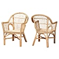 bali & pari Zara Modern Bohemian Rattan Accent Chairs, Natural Brown, Set Of 2 Chairs