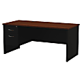 WorkPro® Modular 66"W x 30"D Left Pedestal Desk, Black/Walnut