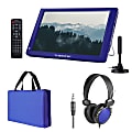 Trexonic Portable Rechargeable 14" LED TV With Amplified Antenna, Carry Bag And Headphones, Blue, 995117420M