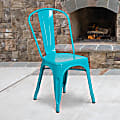 Flash Furniture Commercial Metal Indoor/Outdoor Stackable Dining Chair, Crystal Teal-Blue