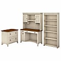 Bush Furniture Fairview 49"W Computer Desk With Hutch, Bookcase And Lateral File Cabinet, Antique White/Tea Maple, Standard Delivery 1 thumbnail image