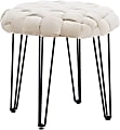 Powell Banyan Round Fabric Ottoman, Tan/Black