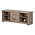 South Shore Fusion TV Stand With Drawers, 22-1/2"H x 59-1/4"W x 17-3/4"D, Weathered Oak