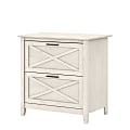Bush Furniture Key West 30"W x 19-7/8"D Lateral 2-Drawer File Cabinet, Linen White Oak, Standard Delivery