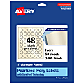 Avery® Pearlized Permanent Labels With Sure Feed®, 94500-PIP50, Round, 1" Diameter, Ivory, Pack Of 2,400 Labels