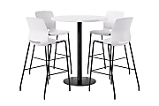 KFI Studios Proof Bistro Round Pedestal Table With Imme Barstools, 4 Barstools, 42", Designer White/Black/White Stools 1 thumbnail image