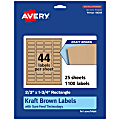 Avery® Kraft Permanent Labels With Sure Feed®, 94209-KMP25, Rectangle, 2/3" x 1-3/4", Brown, Pack Of 1,100