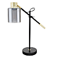 Realspace™ Veretti 23"H Modern Tilt-Arm Lamp, Adjustable, Smokey Gray Shade/Black Base