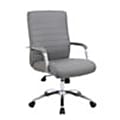 Boss Office Products Modern Vinyl High-Back Conference Executive Office Chair, Ribbed Gray