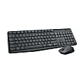 Logitech® MK235 Wireless Straight Full-Size Keyboard & Ambidextrous Optical Mouse, Black