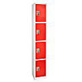Alpine AdirOffice 4-Tier Steel Locker, 72"H x 12"W x 12"D, Red