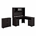 Bush Business Furniture Cabot 60"W L-Shaped Corner Desk With Hutch And Low Storage Cabinet With Doors, Espresso Oak, Standard Delivery 1 thumbnail image