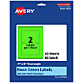 Avery® Print-To-The-Edge Labels With Sure Feed® Technology, 94278-NGP40, Rectangle, 4" x 6", Matte Neon Green, Pack of 80 1 thumbnail image
