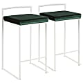 LumiSource Fuji Stacker Counter Stools, Green Seat/White Frame, Set Of 2 Stools 1 thumbnail image