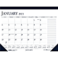 House of Doolittle Blue/Gray Print Monthly Desk Pad - Julian Dates - Monthly - 1 Year - January 2021 till December 2021 - 1 Month Single Page Layout - 22" x 17" Sheet Size - 2.37" x 1.87" Block - Desk Pad - Blue - Paper - 1 Each