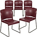 Flash Furniture HERCULES Series Full-Back Contoured Stack Chairs, Red/Gray, Set Of 5 Chairs