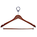 Honey-Can-Do Wood Hotel Suit Hangers With Pant Bars, 8 1/2"H x 1/2"W x 17 11/16"D, Cherry, Pack Of 24