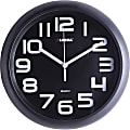 Lorell 11-5/8" Quiet Wall Clock - Digital - Quartz - Black Case - Plastic 1 thumbnail image