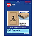 Avery® Printable Postcards With Sure Feed® Technology, 95276-KMC50, Rectangle Rounded Corner, 4.25" x 5.5", Kraft Brown, Pack Of 100 1 thumbnail image