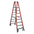 Werner® Reach Height Platform Ladder With Casters, 300 Lb Capacity, 14' Reach, 120" x 32-1/4" x 9-5/8", Orange/Red 1 thumbnail image